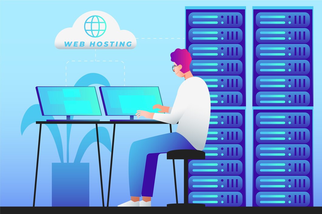 Modern website hosting illustration